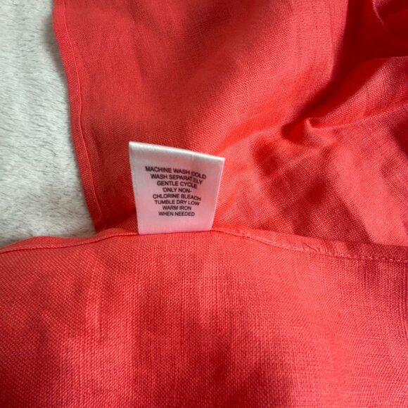 Womens Linen Coral Scarf With Fringe Trim One Size Lightweight 76x16 - Picture 3 of 4